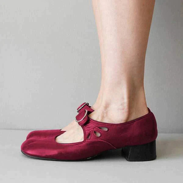 Leather-Look Wedge Buckle Sandals