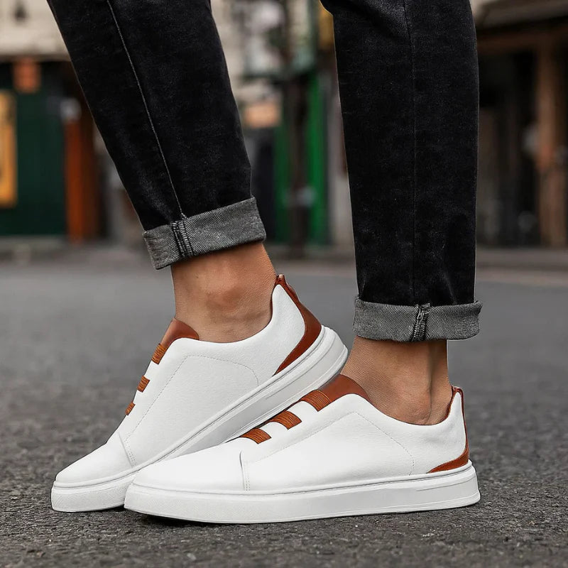 Men’s Leather-Look Casual Slip-On Trainers