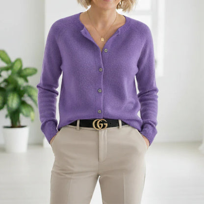 Women’s Luxurious Button-Through Cashmere-Like Knit Sweater