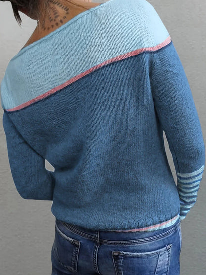 Women’s Striped Soft-Knit Everyday Long-Sleeve Jumper