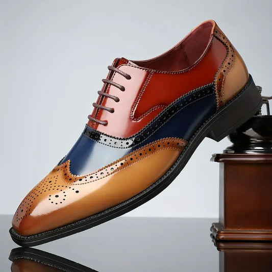 Men’s Heritage Wingtip Leather-Look Brogue Shoes