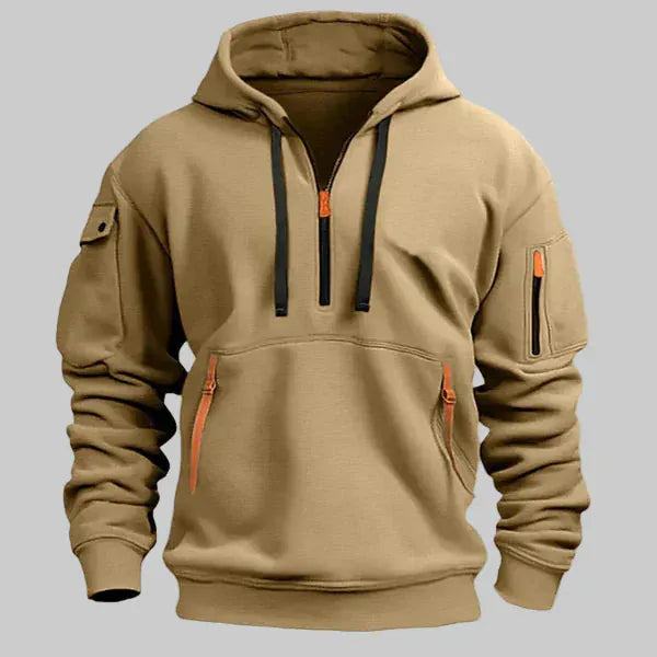 Men’s Half-Zip Utility Hoodie with Zipped Pockets