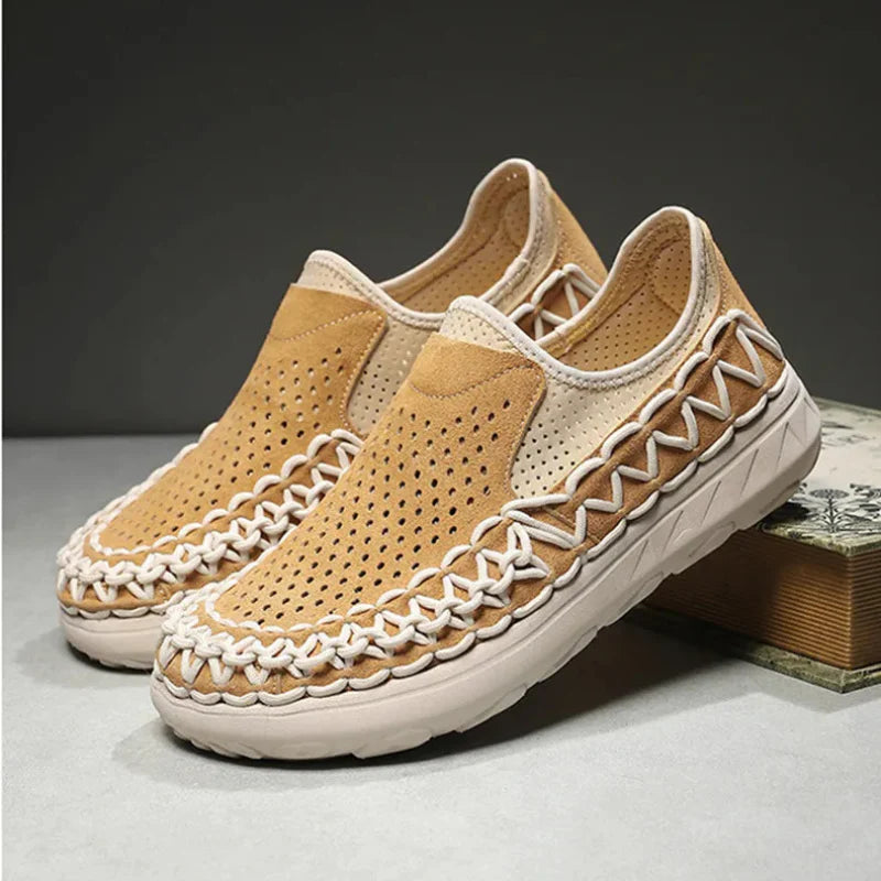 Men's Woven Perforated Slip-On Shoes
