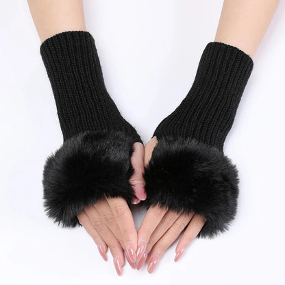 Women’s Faux Fur Cuff Ribbed Arm Warmers