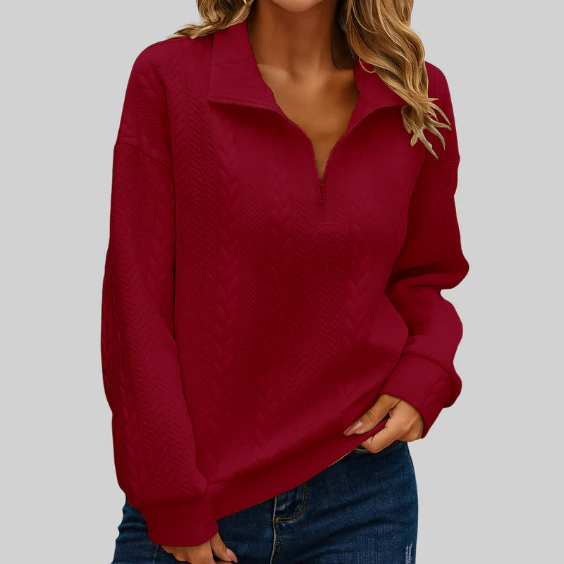 Claire Luxe Half-Zip Knit Sweater for Women