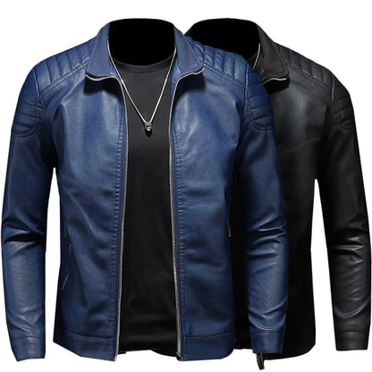 Men’s Classic PU Leather-Look Zip Jacket