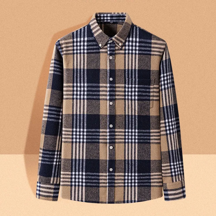 Men’s Brushed Cotton Wrinkle-Resistant Flannel Shirt