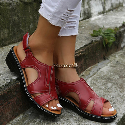 📢🔥On This Week Sale OFF 60% Women Wedge Sandals, Premium Leather-Look Sandals