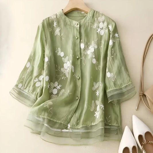 Women’s Embroidered Floral Cotton Top