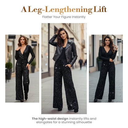Women's Sequin Wide-Leg Trousers