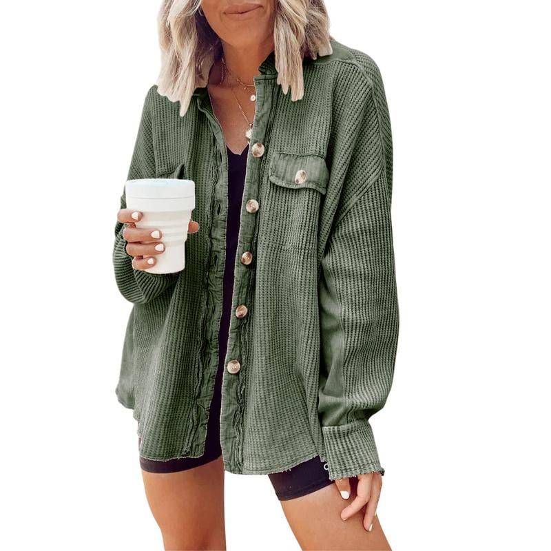 Women’s Waffle Knit Batwing Sleeve Oversized Jacket
