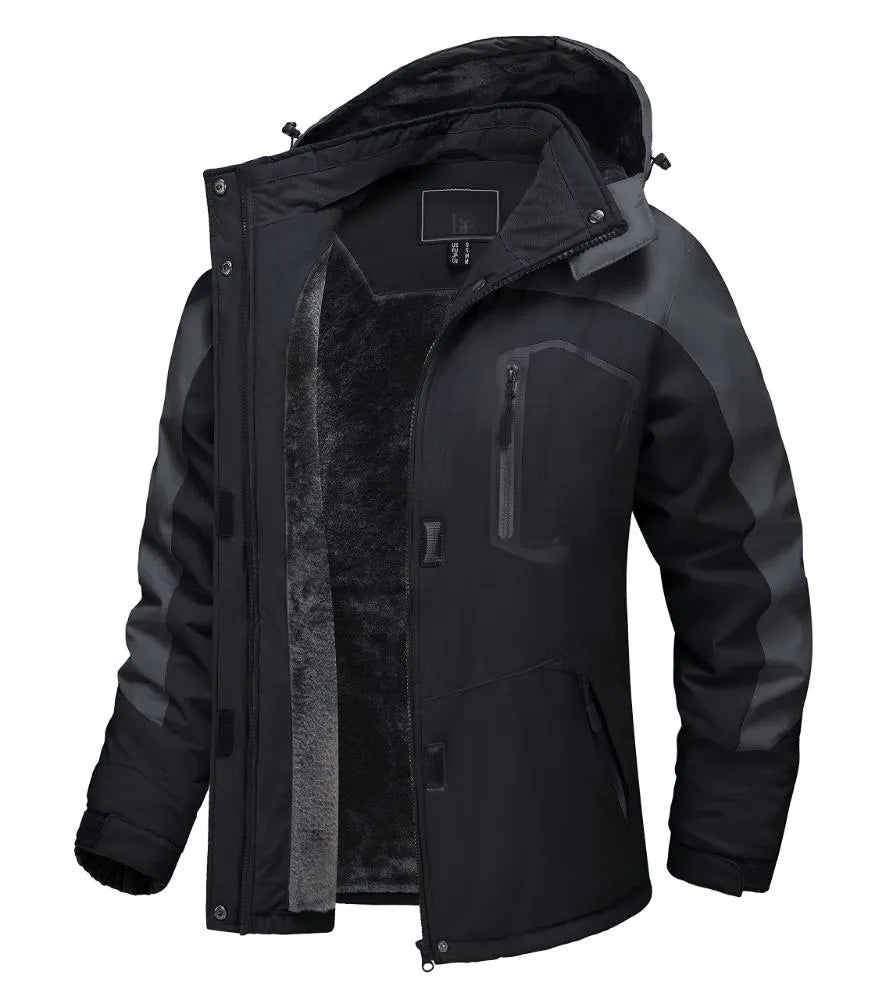 Women’s Waterproof Fleece-Lined Ski Jacket with Detachable Hood