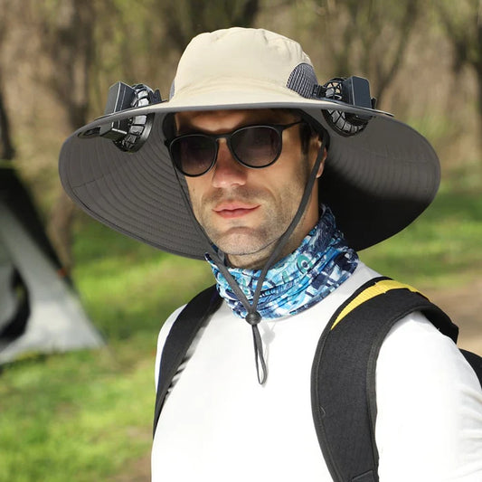 Solar Fan Wide-Brim Hat