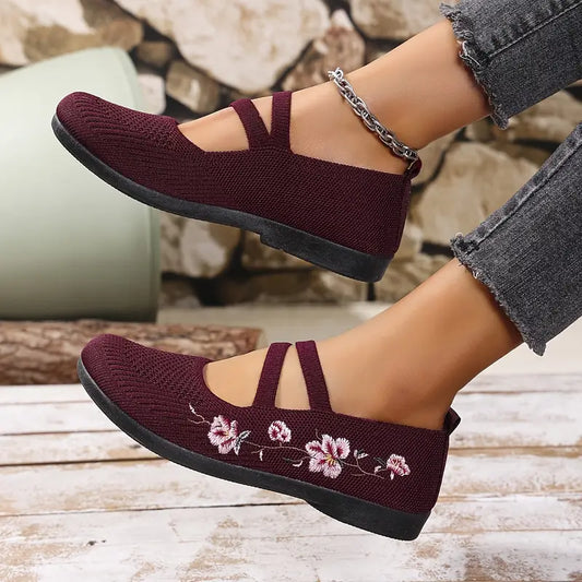 Women's Knit Summer Flats - Breathable & Elegant