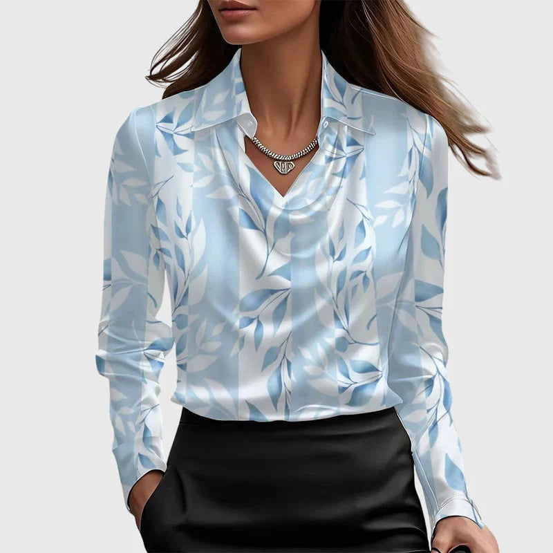 Women’s Shimmer Pleated Collar Blouse