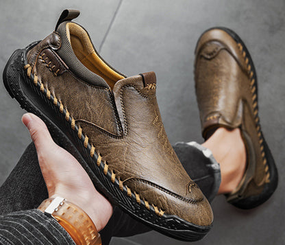 Men's Leather-Look Laceless Walking Shoes