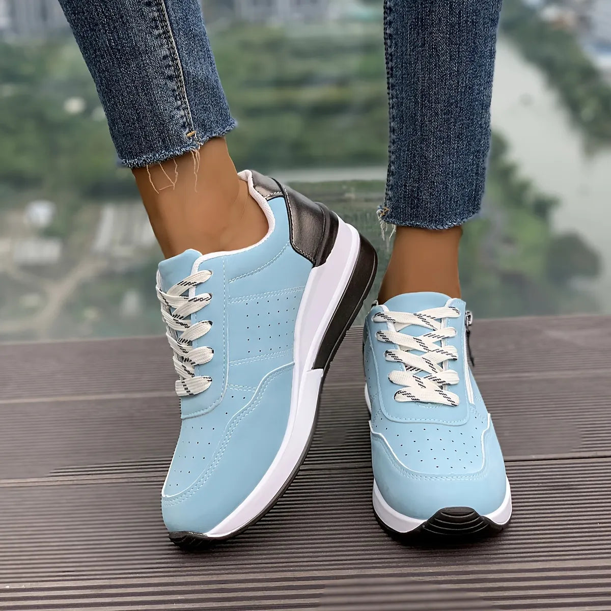 Women’s Comfortable Side-Zip Thick-Sole Trainers
