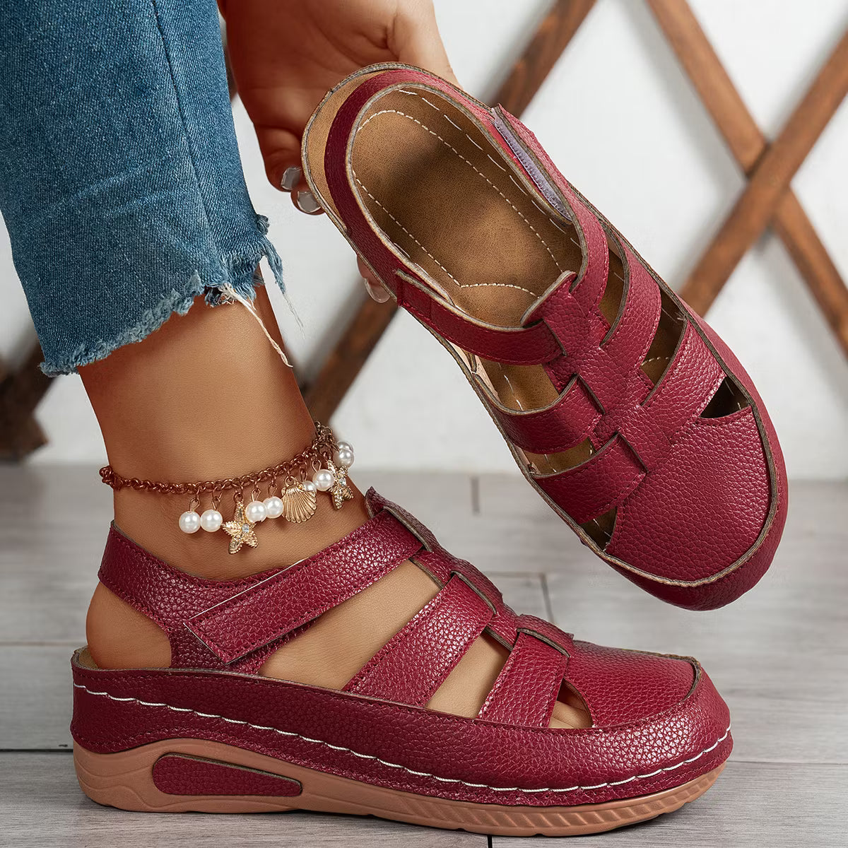 Women's Cut-Out Wedge Slingback Sandals