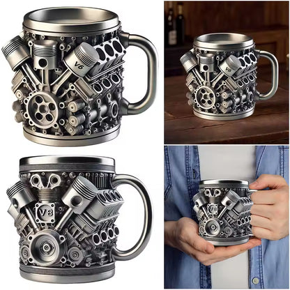 Stainless Steel Engine Block Coffee Mug