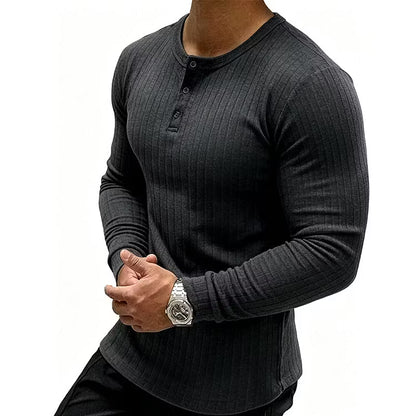 Men's Textured Henley Shirt