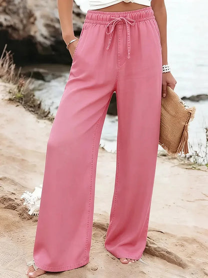 Women’s Tencel Cotton Wide-Leg Drawstring Trousers