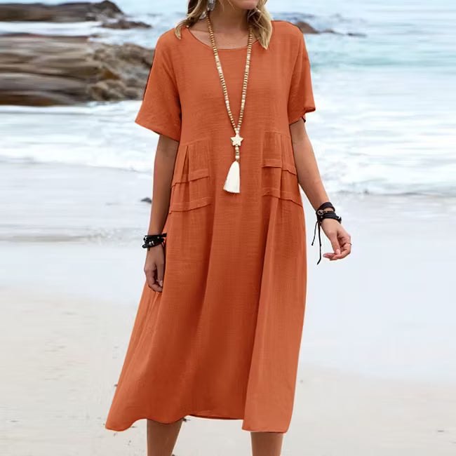 Women’s Relaxed Cotton-Linen Midi Dress