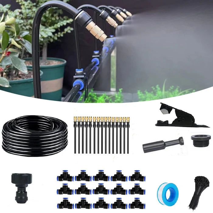 Adjustable Garden Mist Irrigation System Kit with Spray Nozzles