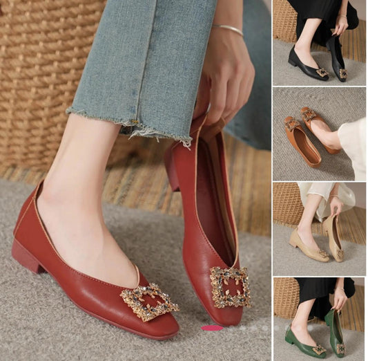 Soft Leather-Look Diamond Retro Comfortable Shoes