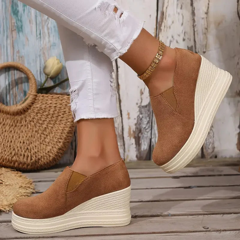 Women’s Cushioned Platform Wedge Slip-On Trainers