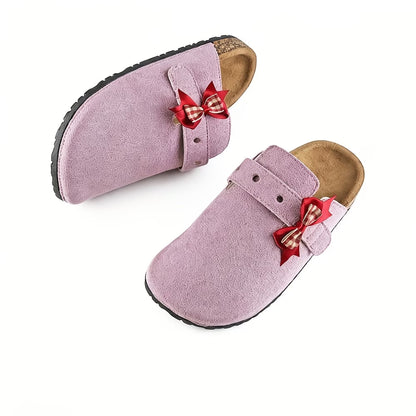 Women's Bow Detail Wide Toe Mules