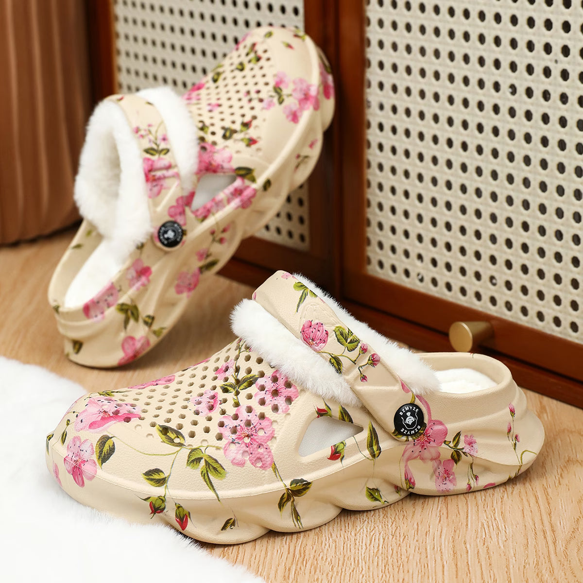 Women's Floral Cosy Lined Clogs