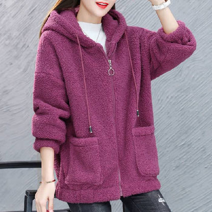 Women's Oversized Zip-Up Teddy Hoodie