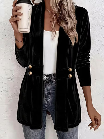 Women's Double Breasted Velvet Look Cardigan