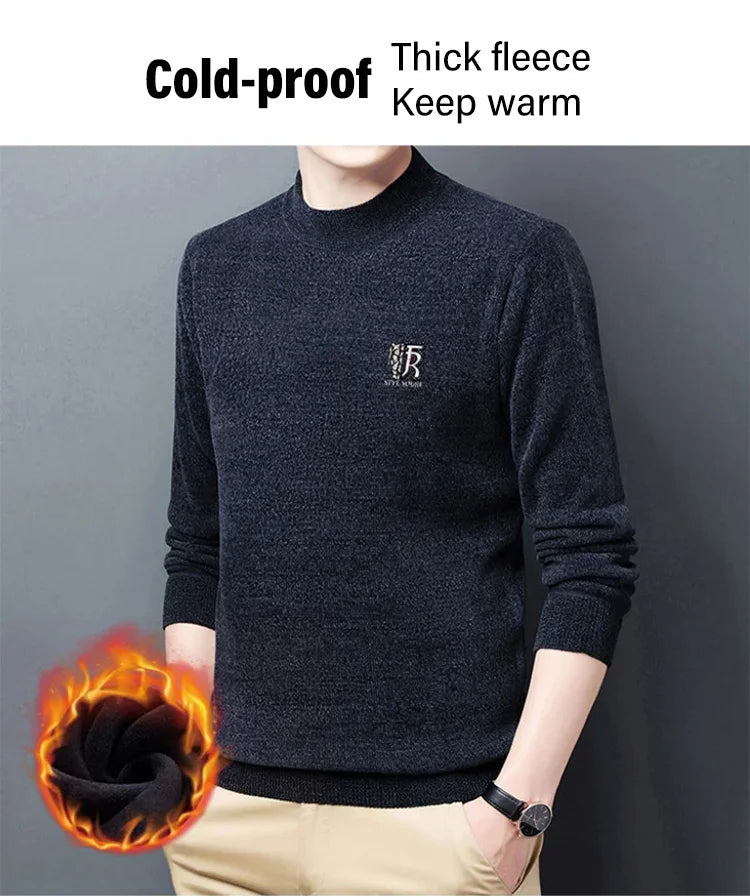 Men’s Fleece-Lined Chenille Knit Winter Jumper