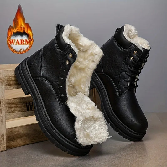 Men’s Insulated Leather-Look High-Top Winter Boots
