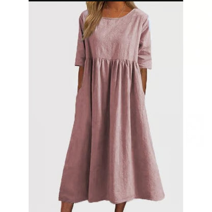 Women’s Relaxed Cotton-Linen Pocket Dress