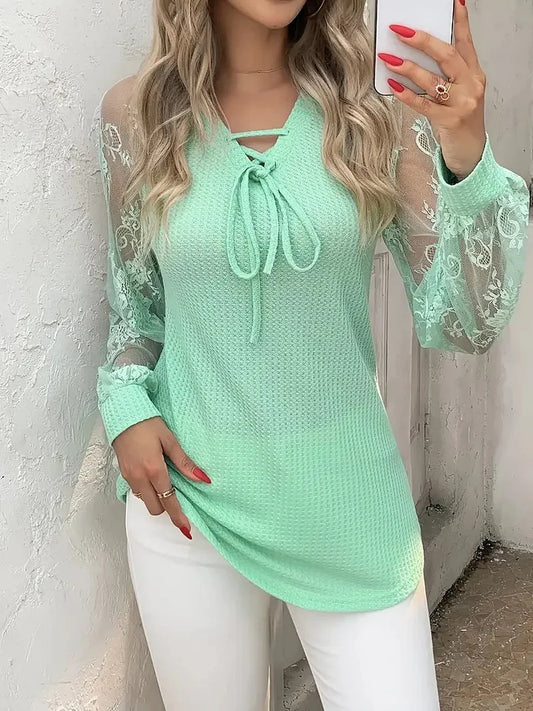Women’s Elowen Lace-Sleeve Knit Blouse