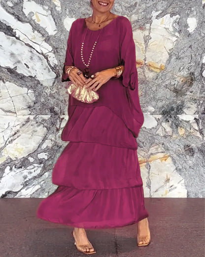 Women’s Artistic Loose-Fit Shirred Maxi Dress
