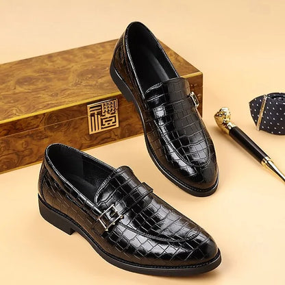 Men’s Textured Croc Effect Slip On Dress Loafers