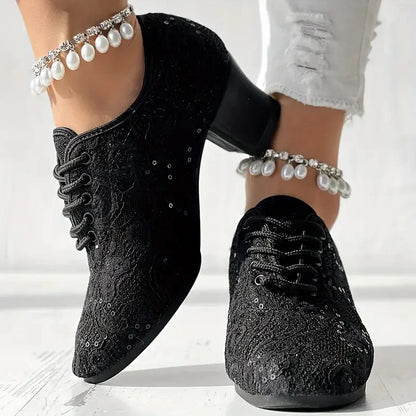 Closed Lace Latin Dance Heels