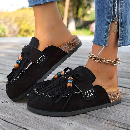 Women’s Tassel-Trim Suede Mule Loafers