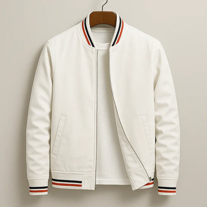 Men’s Striped Rib Trim Zip-Up Jacket