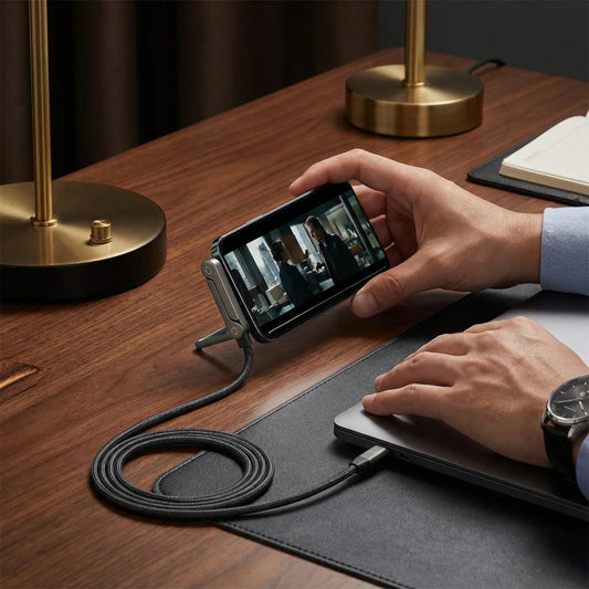 Foldable Charging Cable with Integrated Phone Stand