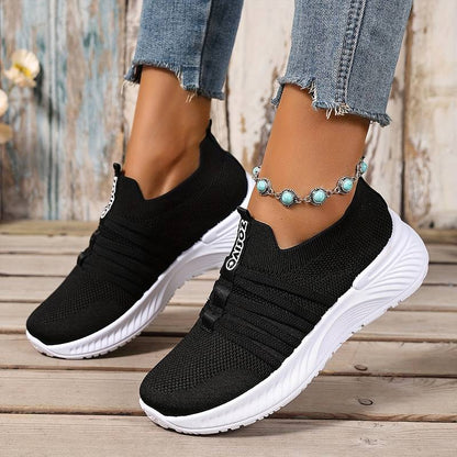 Women’s Breathable Slip On Mesh Trainers with Pastel Stripes