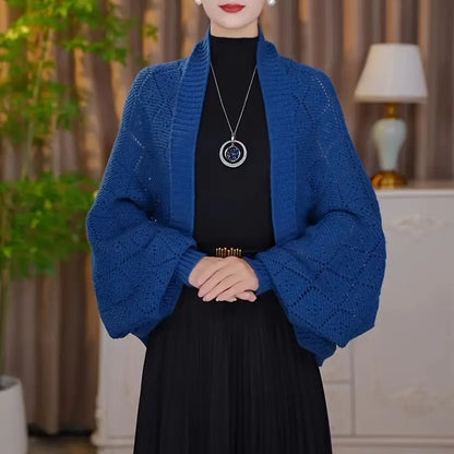 Fashion hollowed-out knitted shawl jacket