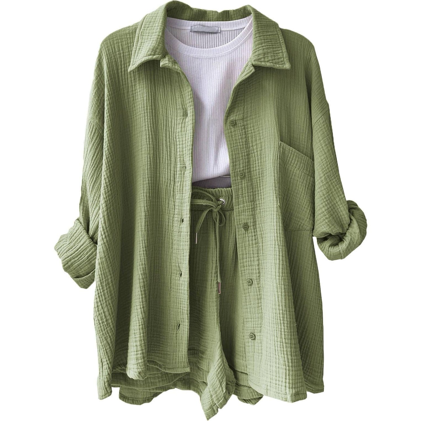 Two-piece long-sleeved shirt women's casual suit