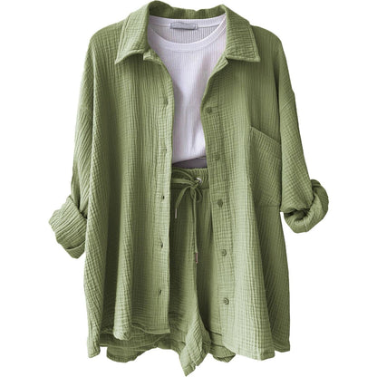 Two-piece long-sleeved shirt women's casual suit
