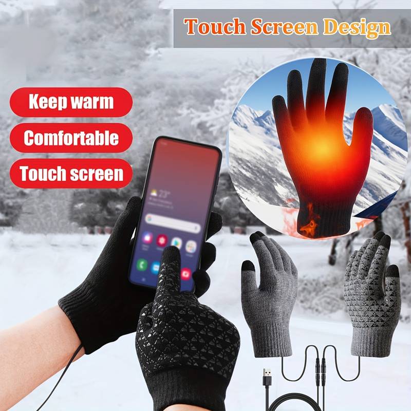 USB-Powered Heated Touchscreen Gloves with Auto Shut-Off