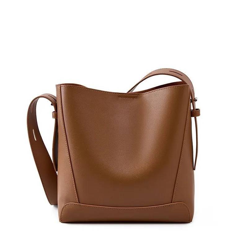 Women's Large Leather-Look Bucket Bag
