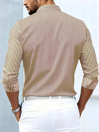 Men’s Mixed-Stripe Button-Up Shirt